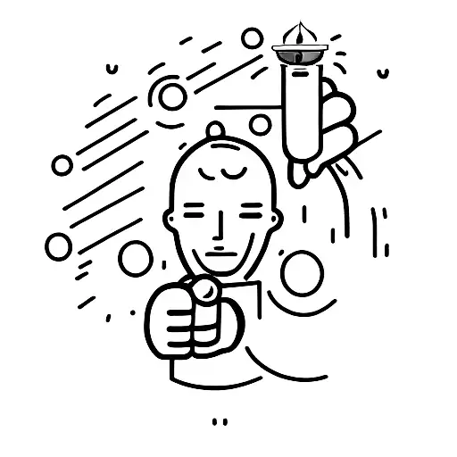 Figure holding a lighter, night, driver. tattoo design idea