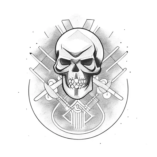 drummer with skull tattoo design idea