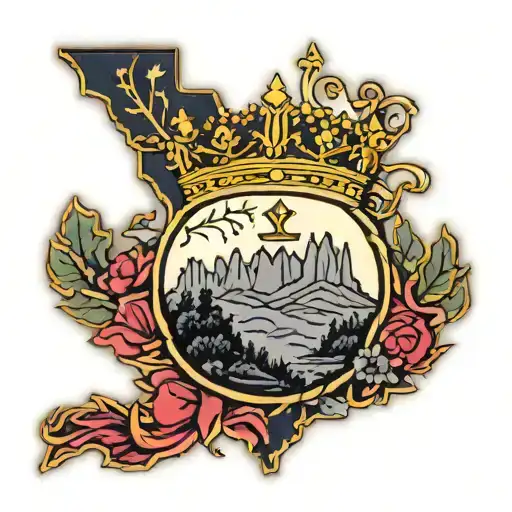 outline of West Virginia with a crown hanging tattoo design idea