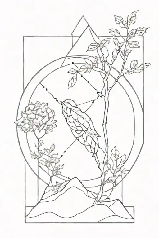 Linien, Natur oder dem Universum, Perspective combined tattoo design idea