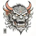 oni demon mask tattoo design idea
