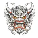 oni demon mask tattoo design idea