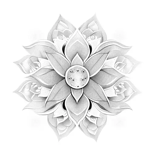 lotus flower with ornamental in c-section scar tattoo design idea