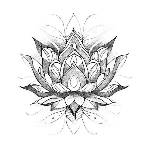 lotus flower with ornamental in c-section scar tattoo design idea