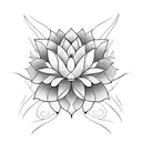lotus flower with ornamental in c-section scar tattoo design idea