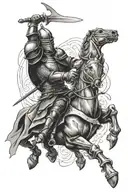 crusader knight fighting tattoo design idea