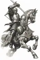 crusader knight fighting tattoo design idea