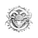 aquarius zodiac symbol and taurus zodiac symbol intertwined tattoo design idea