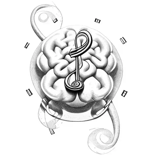 treble clef brain 77 dumbbell tattoo design idea