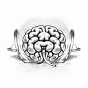 treble clef brain "77" dumbbell  tattoo design idea