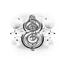 treble clef brain "77" dumbbell  tattoo design idea