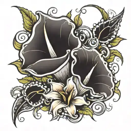gear and calla lily tattoo design idea