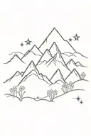 wild flowers blazing fire mountain three peaks under starry sky tattoo design idea