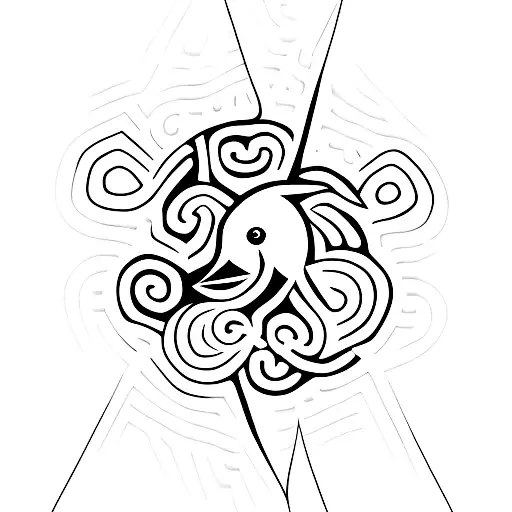 minimalistic kiwi bird with NZ written through it tattoo design idea