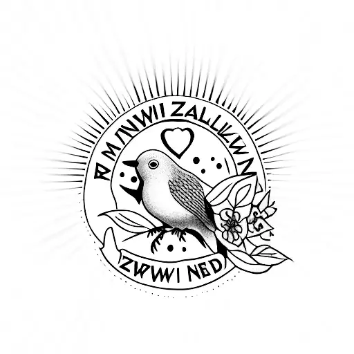 Simple Kiwi Bird with New Zealand written through it tattoo design idea