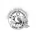 Simple Kiwi Bird with New Zealand written through it tattoo design idea