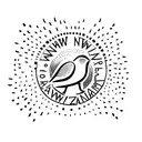 Simple Kiwi Bird with New Zealand written through it tattoo design idea