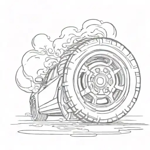 car tire with cool smoke tattoo design idea