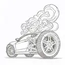 car tire with cool smoke tattoo design idea