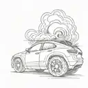 car tire with cool smoke tattoo design idea