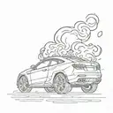 car tire with cool smoke tattoo design idea