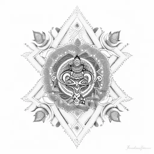 A fusion of zumba and classical Indian dance elements in a blackwork design tattoo design idea