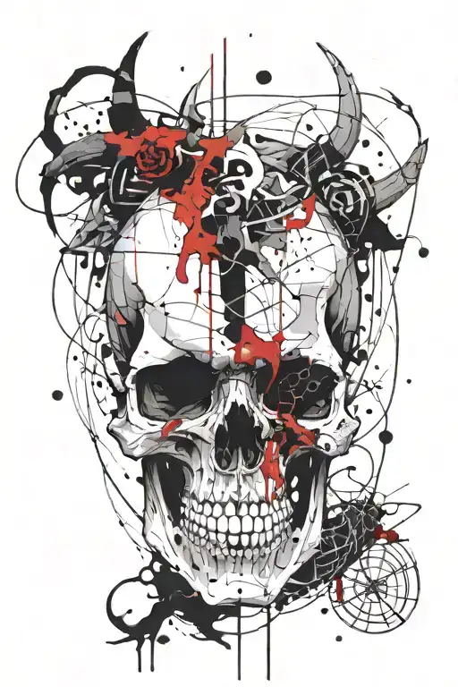 demon, evil, fear, skull tattoo design idea