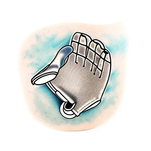 baseball glove as a pot for flowers tattoo design idea