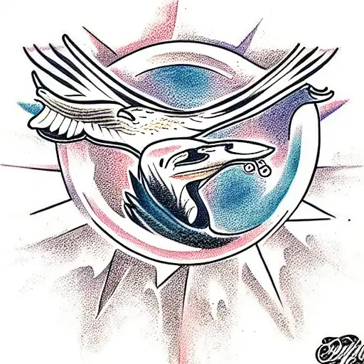 Eagle fighting an orca whale tattoo design idea