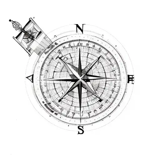  Israel land and compass  tattoo design idea