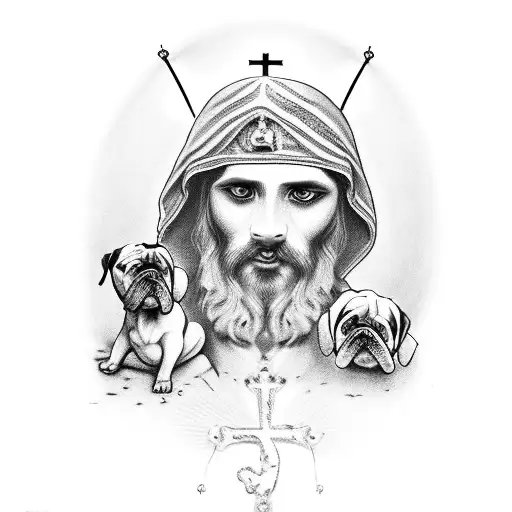 religious Tattoo of st Lazarus with bulldogs at his feet tattoo design idea