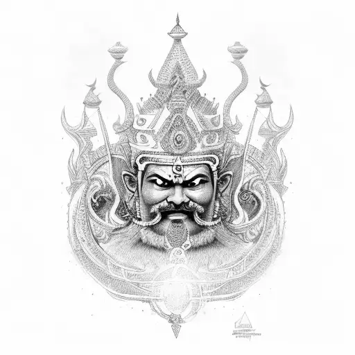king Ravana angry  tattoo design idea