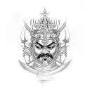 king Ravana angry  tattoo design idea