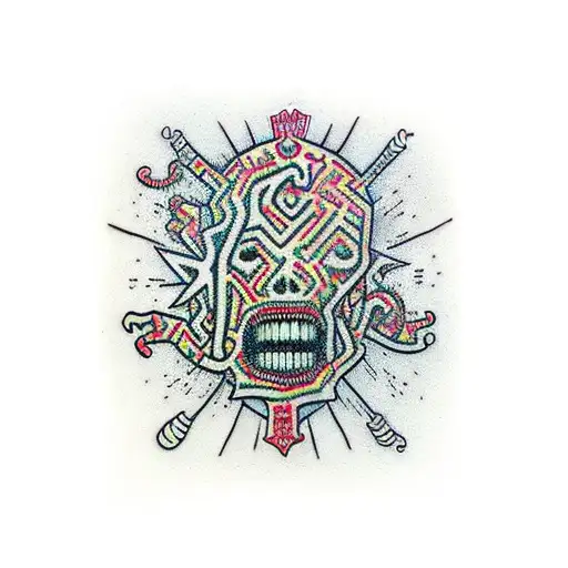 design incorporating art from keith haring, basquiat and banksy tattoo design idea