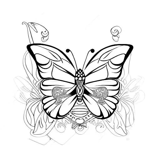 Butterfly with side design tattoo design idea