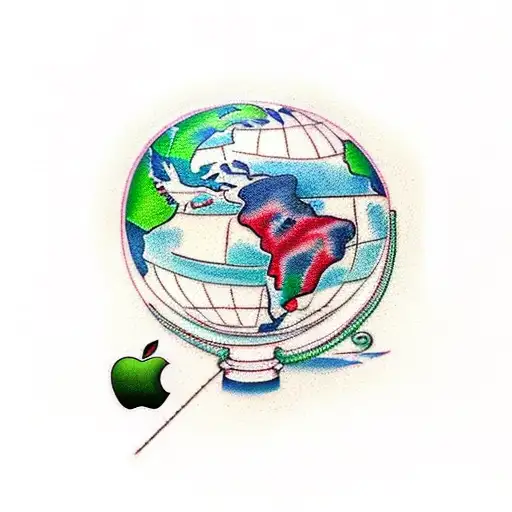 For the tattoo design, utilize an apple shaped globe, with green continents and blue oceans just like the Earth.  tattoo design idea