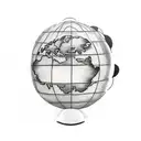 design a tattoo terrestrial globe where the shape of the sphere is replaced with an apple. placed atop three textbooks. tattoo design idea