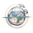 design a tattoo terrestrial globe where the shape of the sphere is replaced with an apple. placed atop three textbooks. tattoo design idea