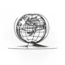 design a tattoo terrestrial globe where the shape of the sphere is replaced with an apple. placed atop three textbooks. tattoo design idea