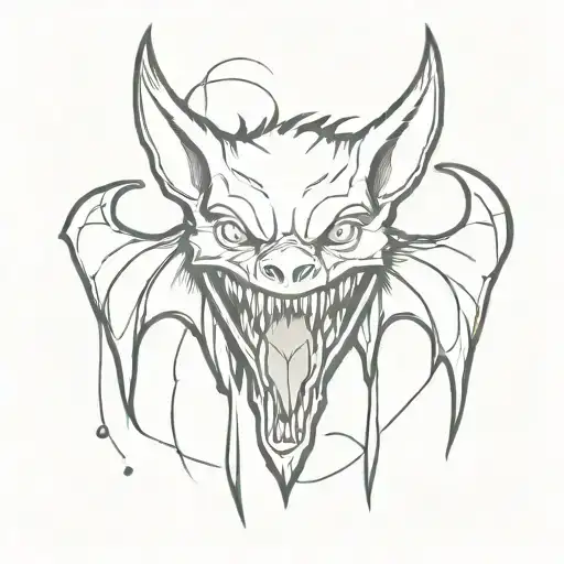 vampire bat teeth claws  tattoo design idea