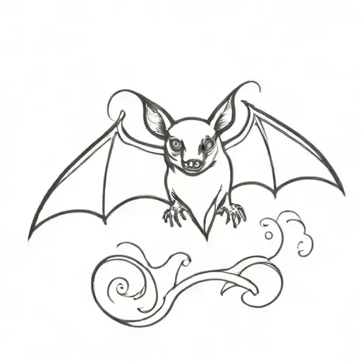 vampire bat flying tattoo design idea