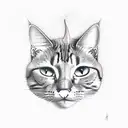 cat with devil tattoo design idea