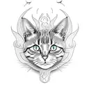 cat with devil tattoo design idea