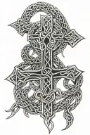 Celtic cross with snakes wrapped tattoo design idea