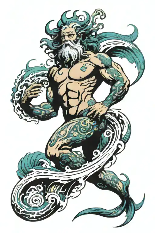 neptune waves pwer tattoo design idea