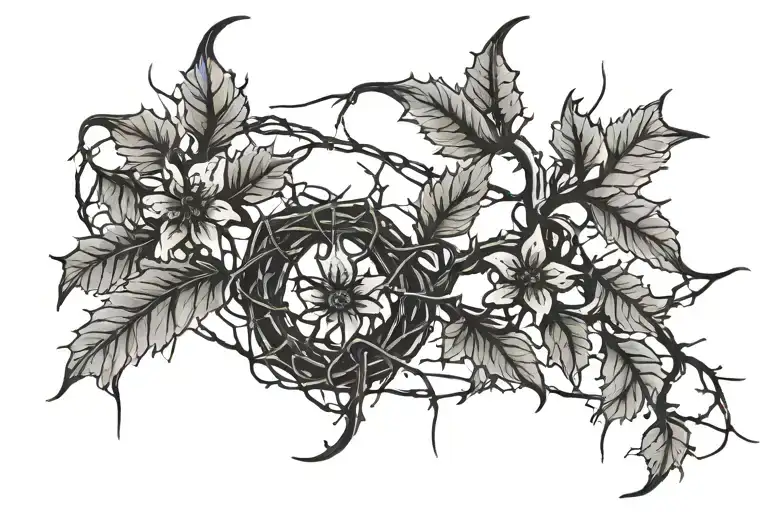 barbed wire and thorny vine tattoo design idea