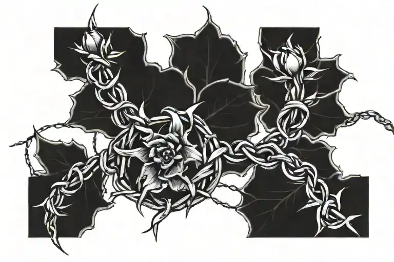 barbed wire and thorny vine tattoo design idea
