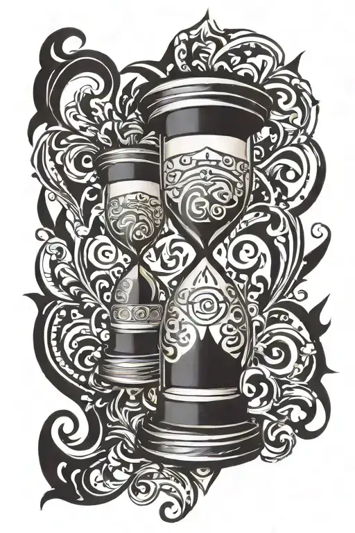 hourglass with the phrase "everything passes" tattoo design idea