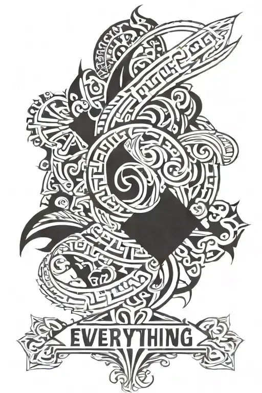 tattoo of the phrase "everything passes" symbolizing that all difficult situations in life pass and the d tattoo design idea