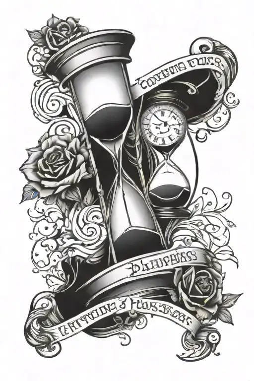 Hourglass with the phrase "everything passes" tattoo design idea